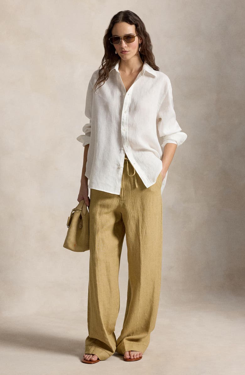 Polo Ralph Lauren Linen Drawstring Pants, Alternate, color, Classic Camel