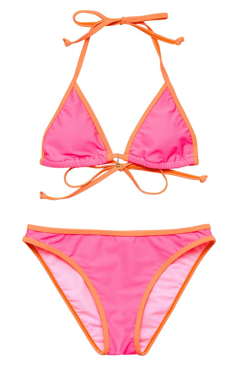 Snapper Rock Kids' The Sun Sorbet Triangle Two-Piece Swimsuit, Main, color, Pink