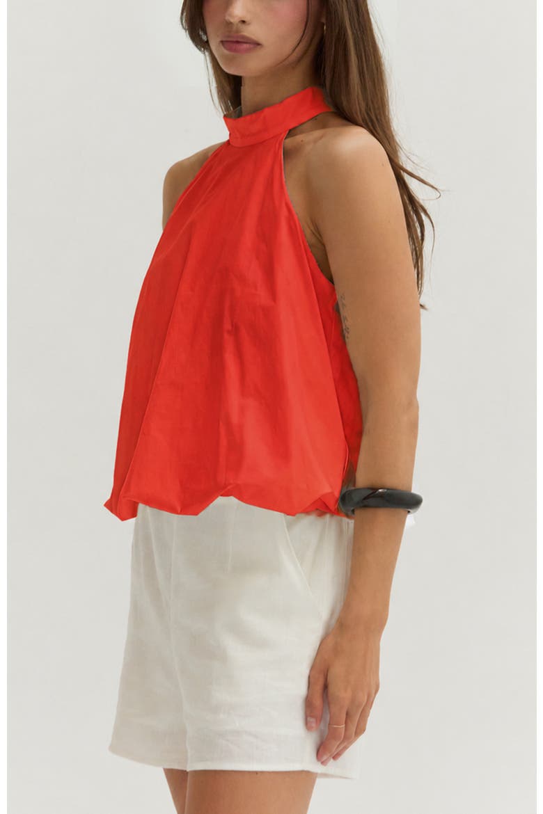 Bubble Hem Poplin Halter Top, Alternate, color, Burnt Orange