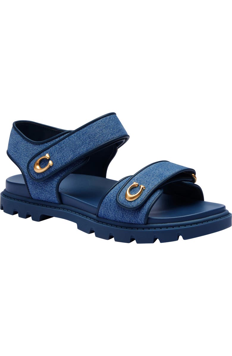 COACH Brynn Canvas Sandal, Main, color, Deep Blue