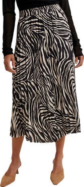 WISHLIST Zebra Pleated Midi Skirt