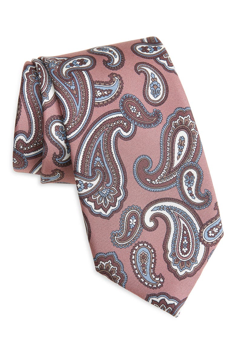 Crav Paisley Silk Tie, Main, color, OLD ROSE/ BROWN