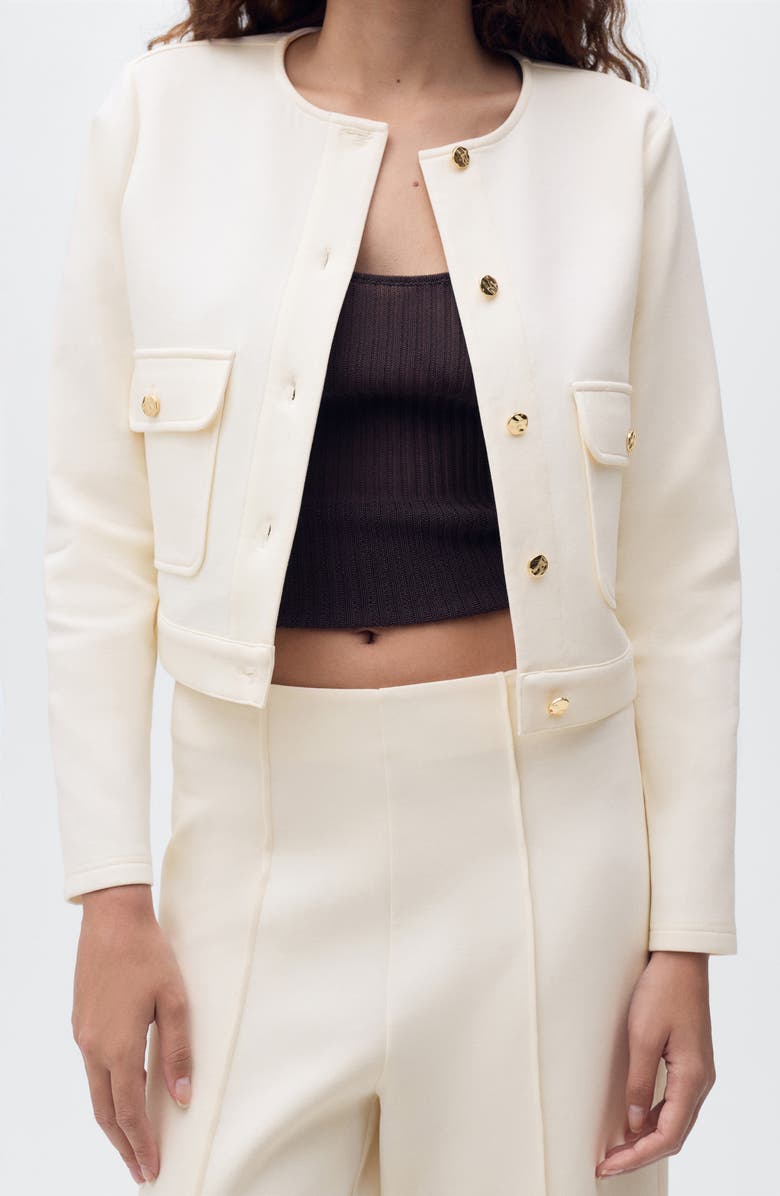 MANGO Wide Leg Crop Pants, Alternate, color, Ecru