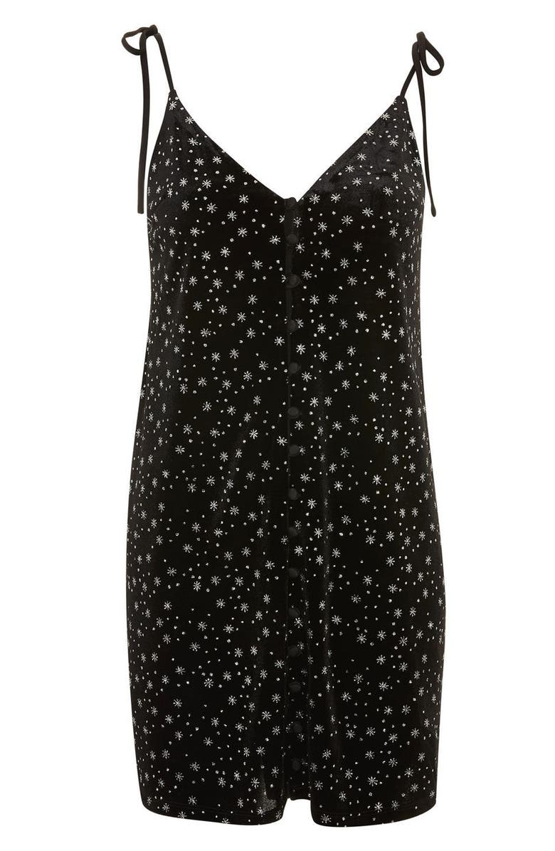 Topshop Glitter Star Velvet Slipdress, Alternate, color,