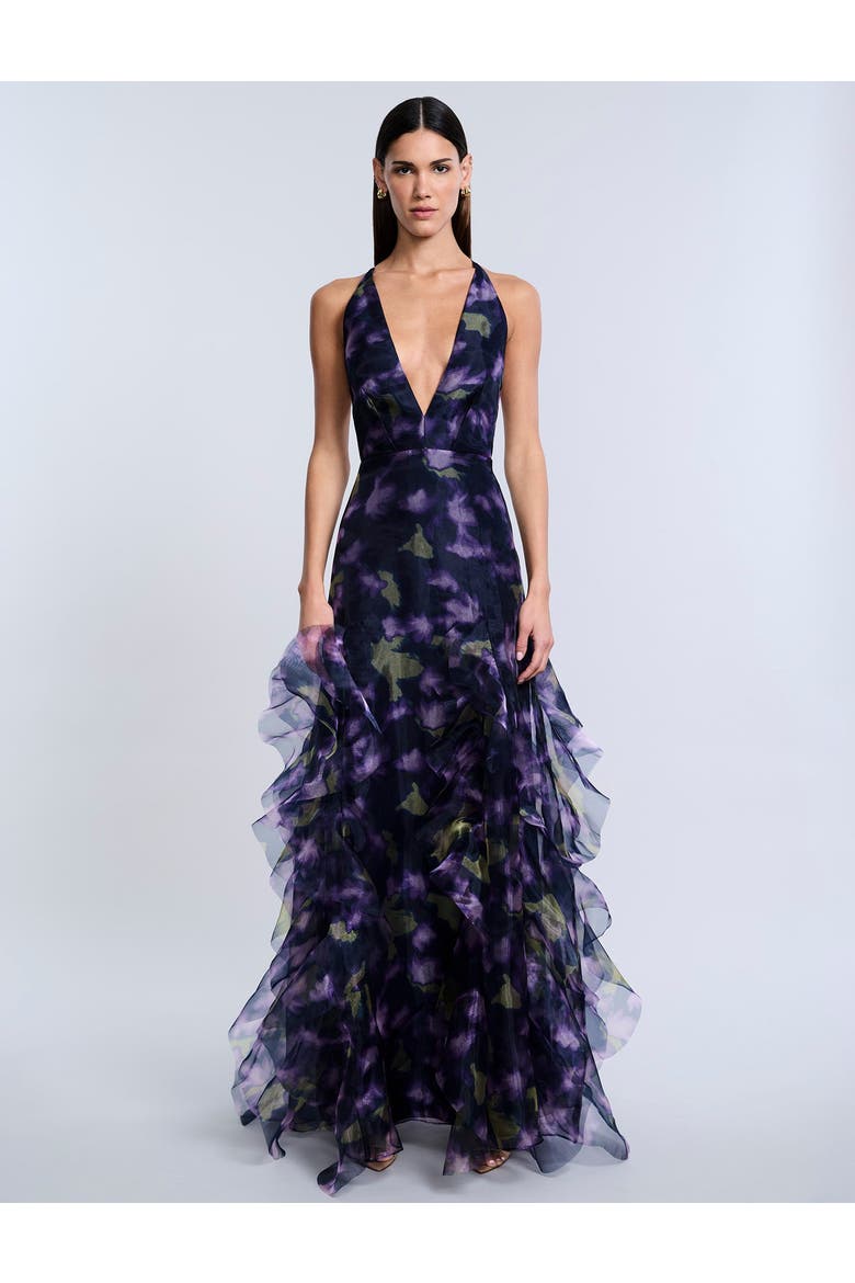 Printed Organza Gown, Main, color, Meadow Violet