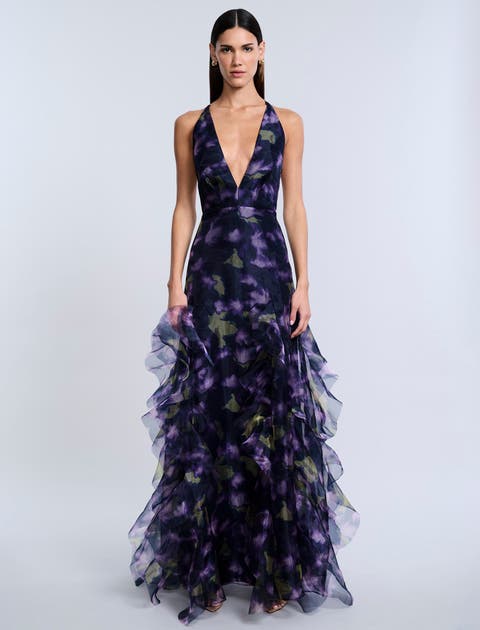 Printed Organza Gown