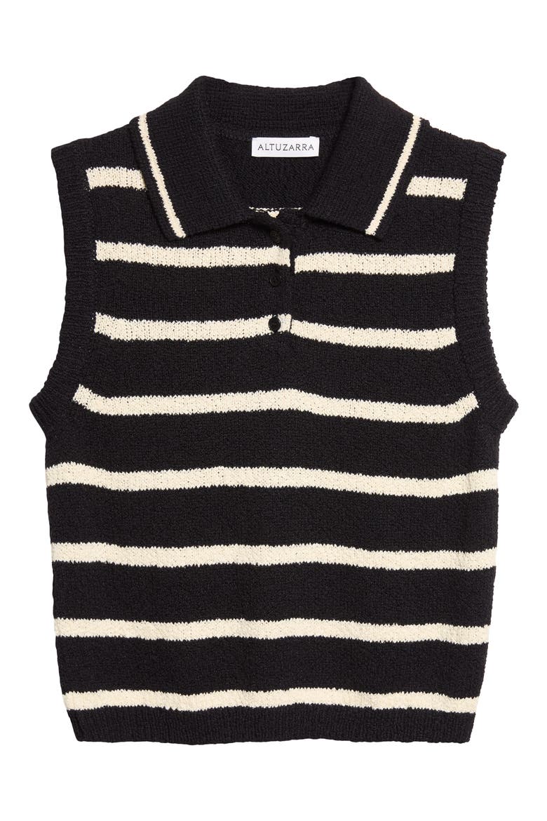 Elmer Stripe Polo Sweater Vest, Alternate, color, BLACK