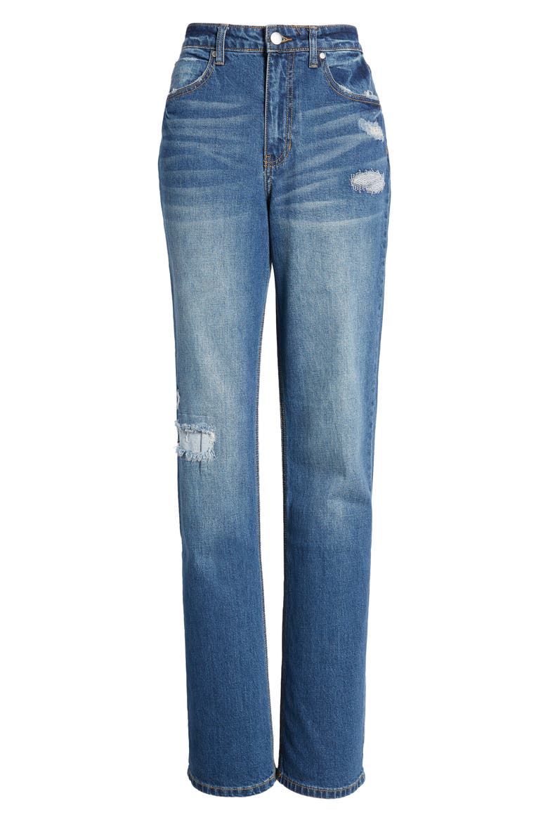 High Waist Relaxed Straight Leg Jeans, Alternate, color, INDIGO DARK WASH