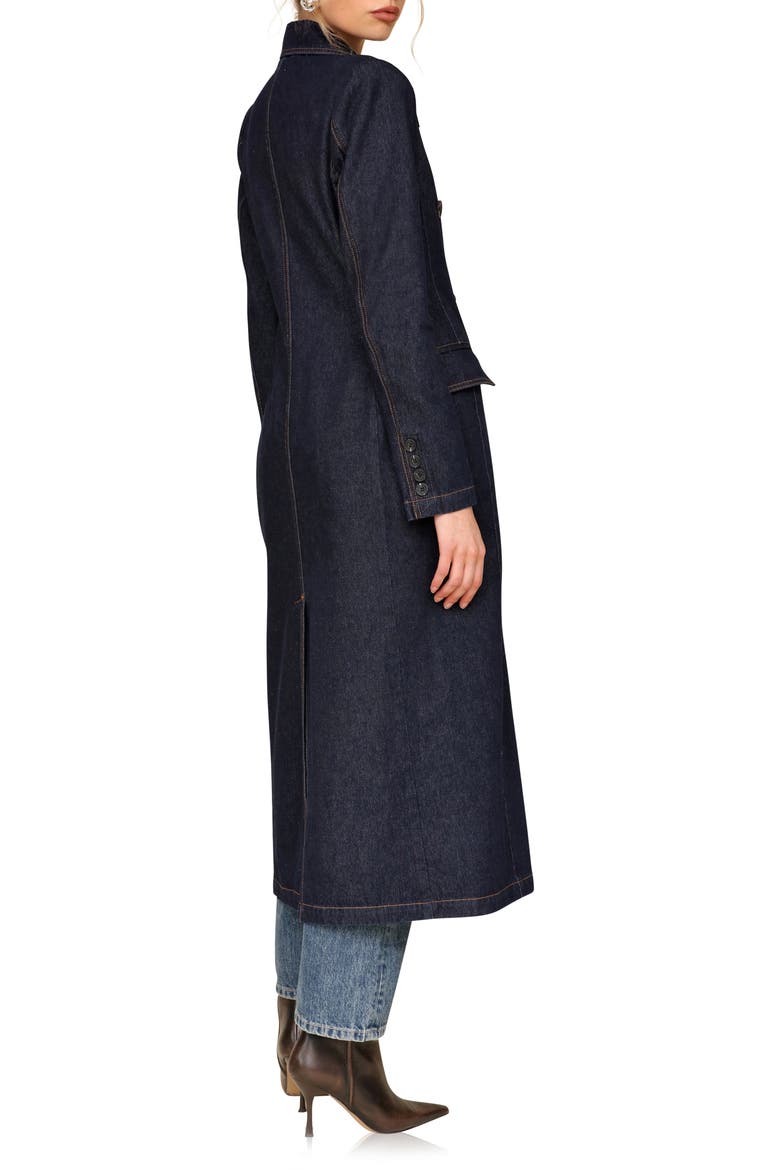 Double Breasted Denim Coat, Alternate, color, RAW INDIGO WASH