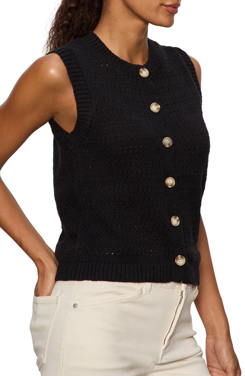 Sanctuary Cotton Pointelle Sleeveless Sweater, Alternate, color, Black