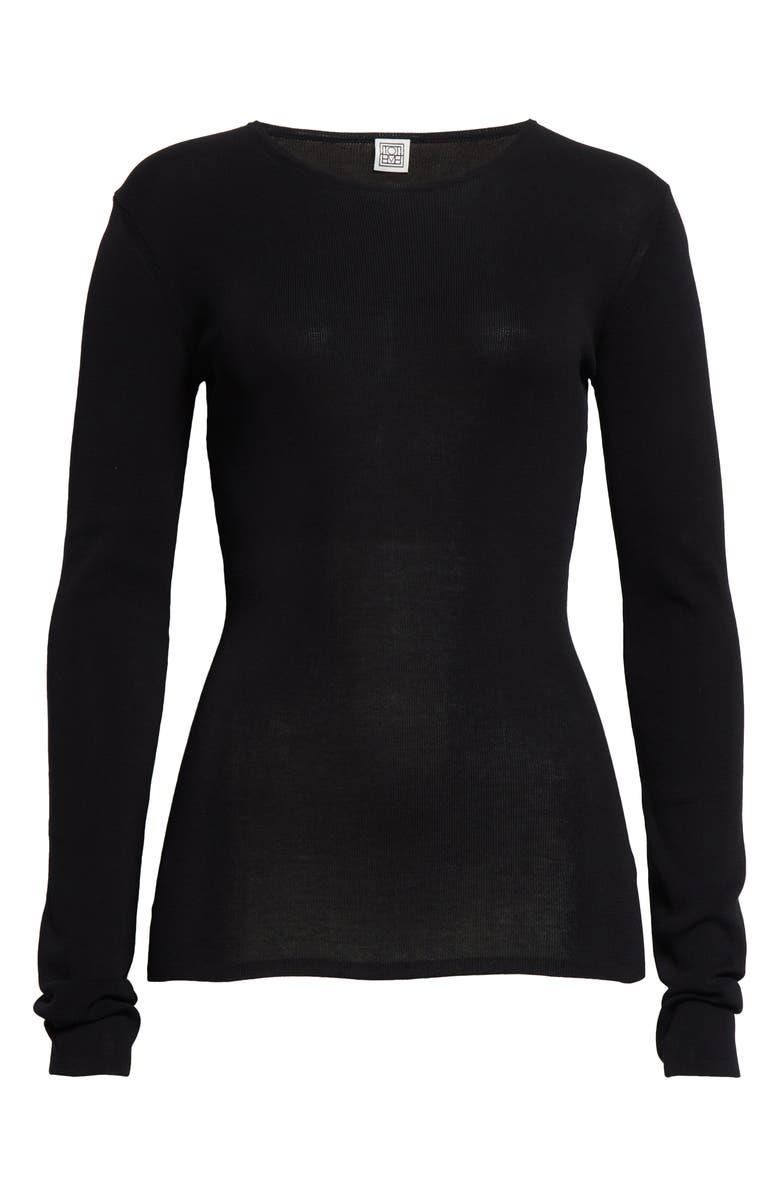 TOTEME Compact Organic Cotton Top, Alternate, color, Black