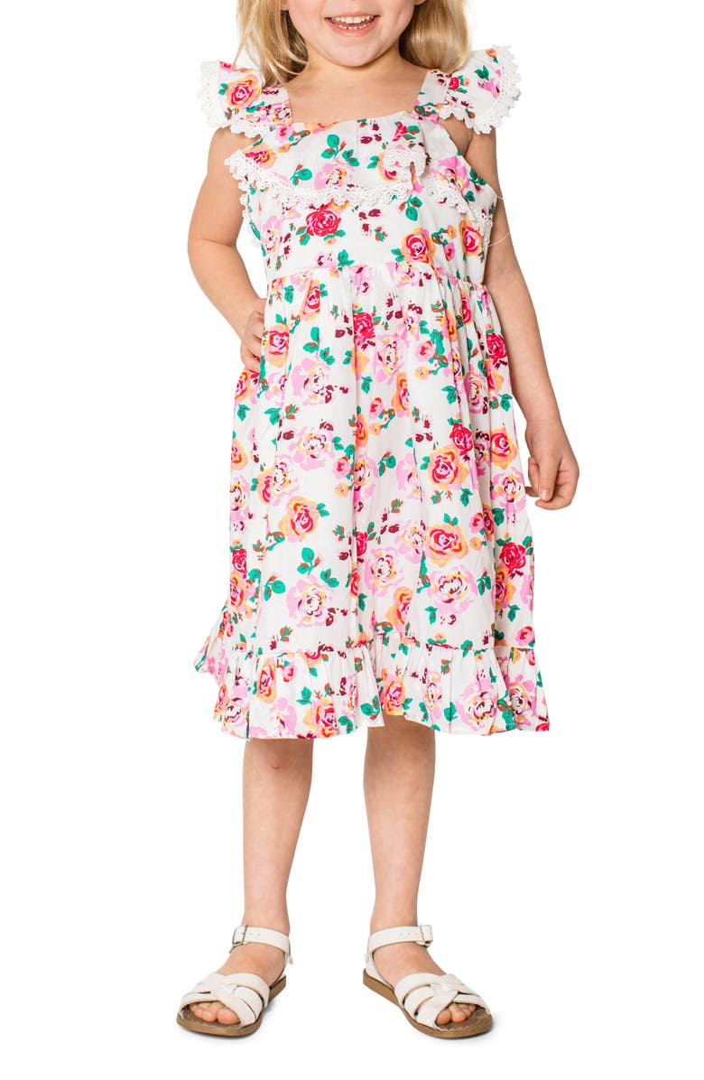 Popatu Kids' Floral Shoulder Ruffle Dress, Alternate, color, 