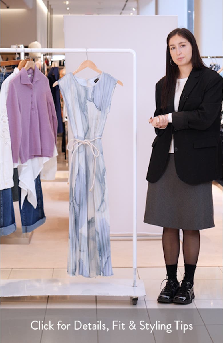 Print Pleated Midi Dress, sales video thumbnail