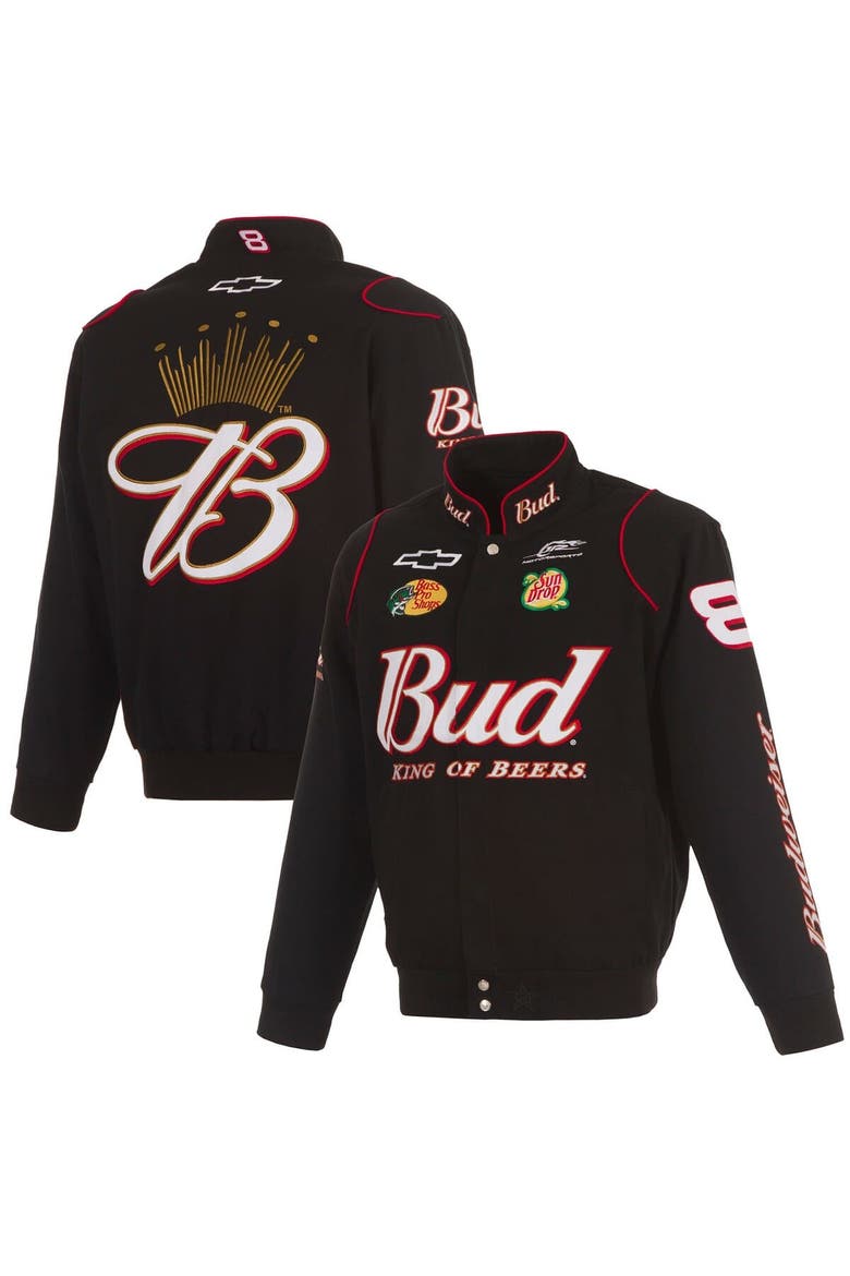 Men's JH Design Black Dale Earnhardt Jr. Budweiser Full-Snap Twill Jacket, Main, color, Black