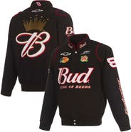 JH DESIGN Men's JH Design Black Dale Earnhardt Jr. Budweiser Full-Snap Twill Jacket
