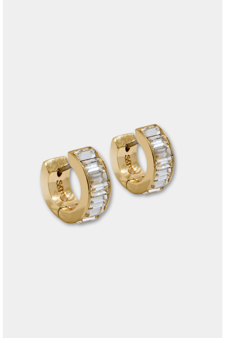 Mini Channel Set Huggie Earrings, Alternate, color, Gold