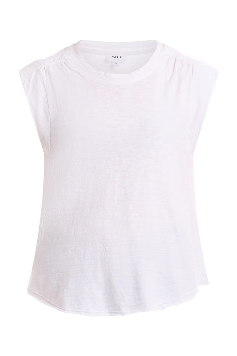 Ruched Shoulder Tee, Alternate, color, White