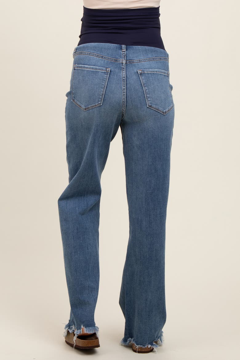 Wide Leg Distressed Hem Maternity Jeans, Alternate, color, Blue