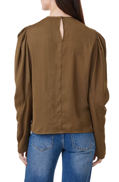 Habitual Puff Shoulder Drape Top In Moss
