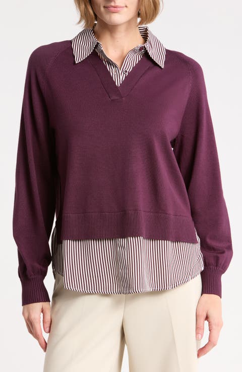 V-Neck Twofer Sweater