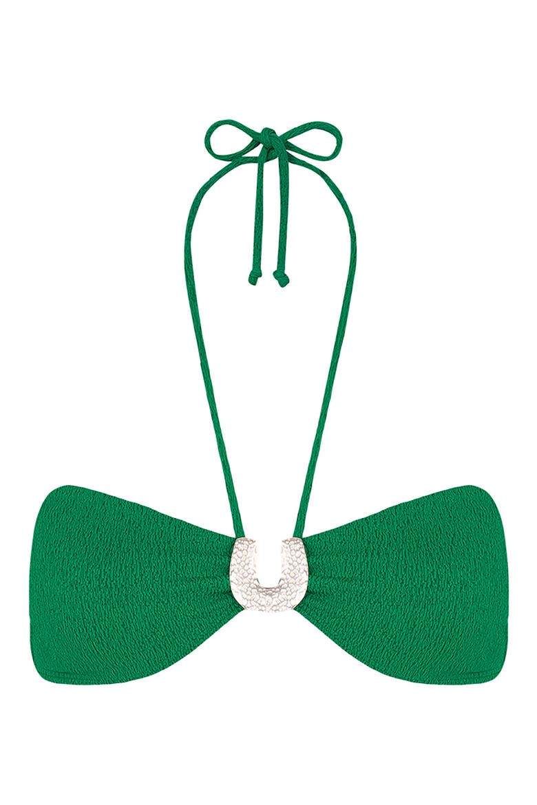 Firenze Sami Halter Tie Bandeau Bikini Top, Alternate, color, GREEN