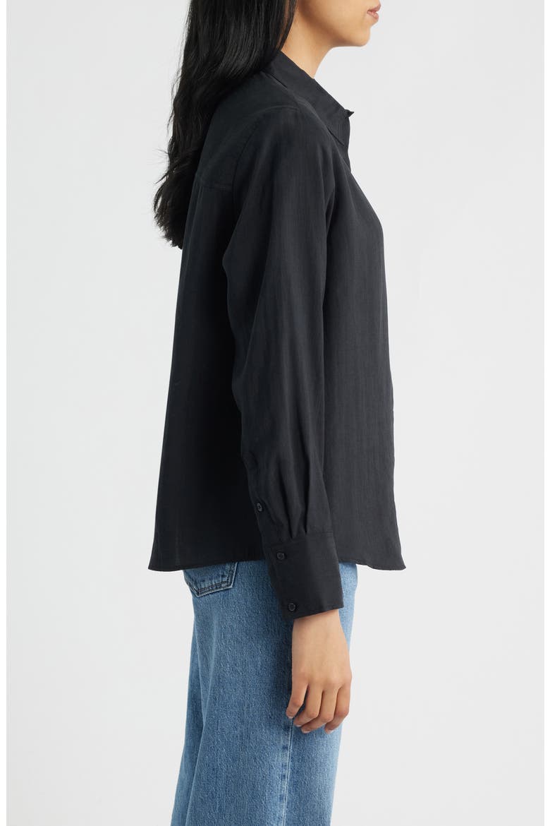 Luxe Touch Button-Up Shirt, Alternate, color, BLACK
