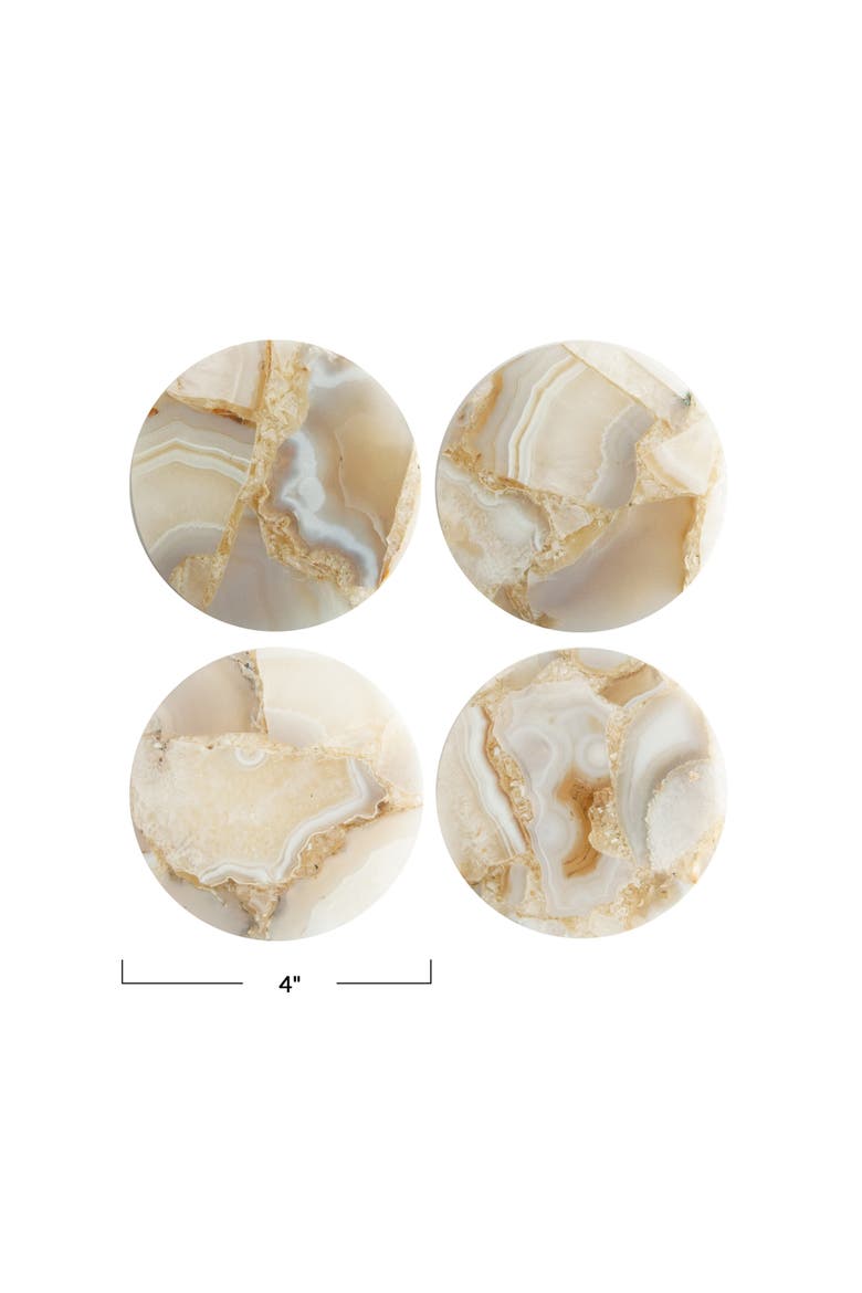 Round Agate Coasters, Multicolor, Set of 4, Alternate, color, Multicolor