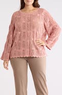 Adrianna Papell Long Sleeve Pointelle Sweater