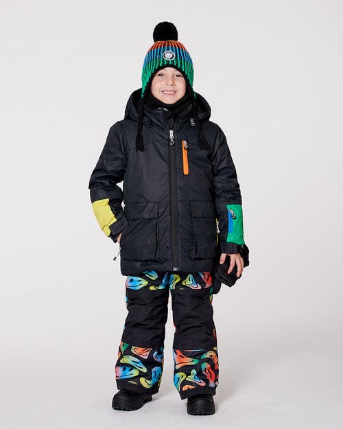 Deux Par Deux Two-piece Play Snowsuit Smiley Face In Black