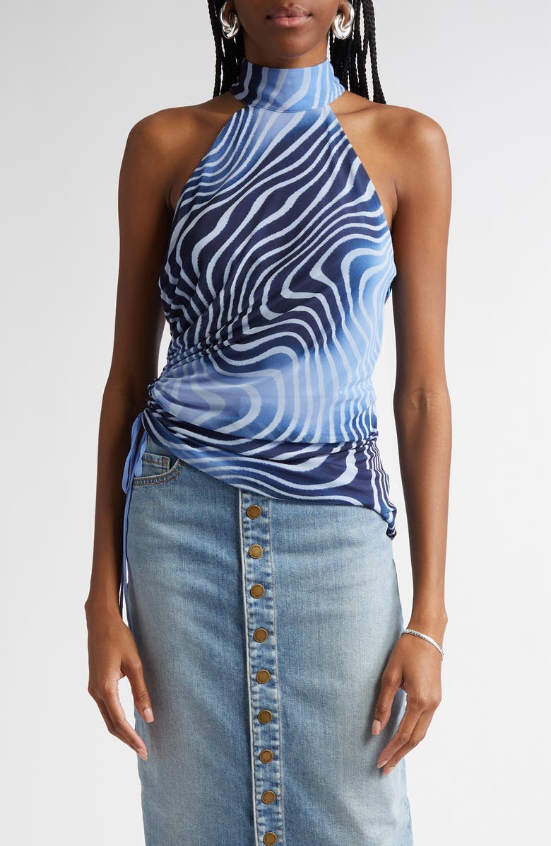Ramy Brook Kemeisha Swirl Print Sleeveless Top, Main, color, Navy Swirl