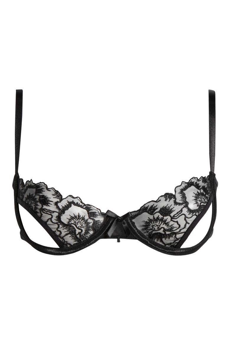 Cutout Underwire Demi Bra, Alternate, color, BLACK