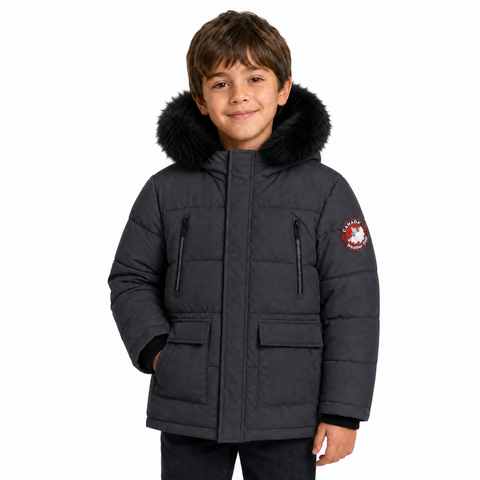 Boys' Faux Fur Hood Insulated Puffer Parka