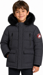 CANADA WEATHER GEAR Boys' Faux Fur Hood Insulated Puffer Parka