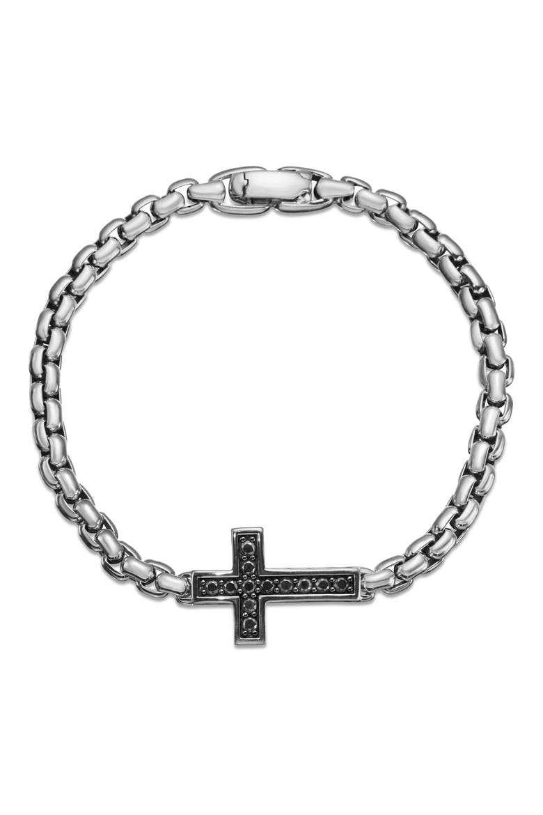 Pavé Cross Bracelet in Sterling Silver with Diamonds, 5mm, Alternate, color, BLACK DIAMOND