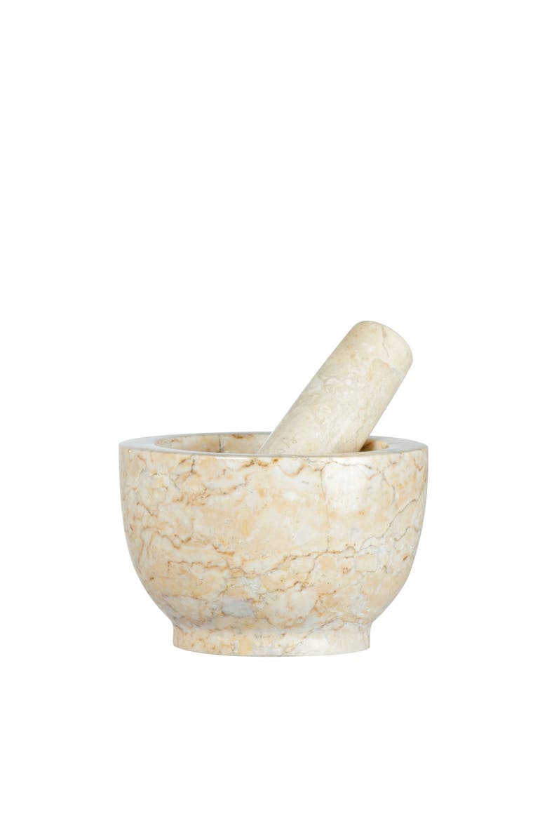 Champagne Marble Mortar & Pestle, 4-Inch Height, Main, color, White