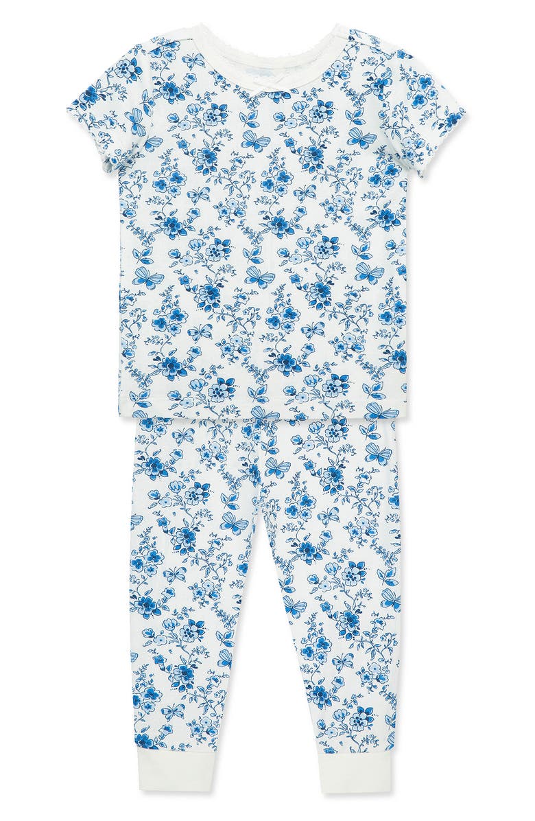Little Me Blue Garden 2-Pack Floral Pajamas, Alternate, color, 
