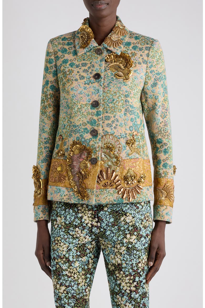Bettsy Bis Embroidered Jacquard Jacket, Main, color, PEACH