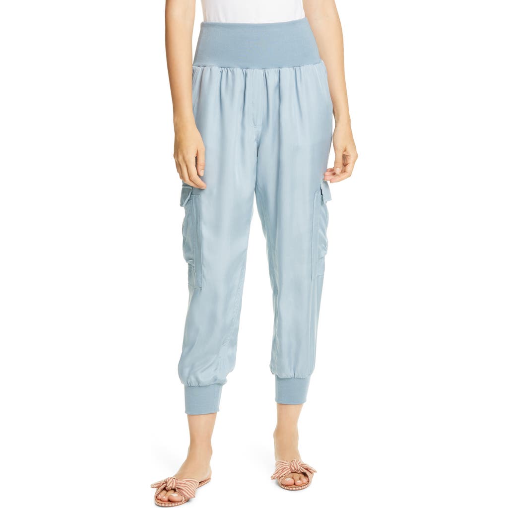Cinq À Sept Giles Cupro Crop Cargo Joggers In Blue