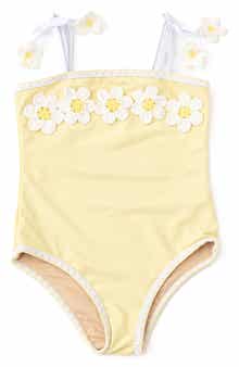 Kids' Embroidered Crochet Floral One-Piece Swimsuit