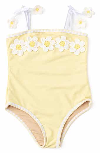 Kids' Embroidered Crochet Floral One-Piece Swimsuit