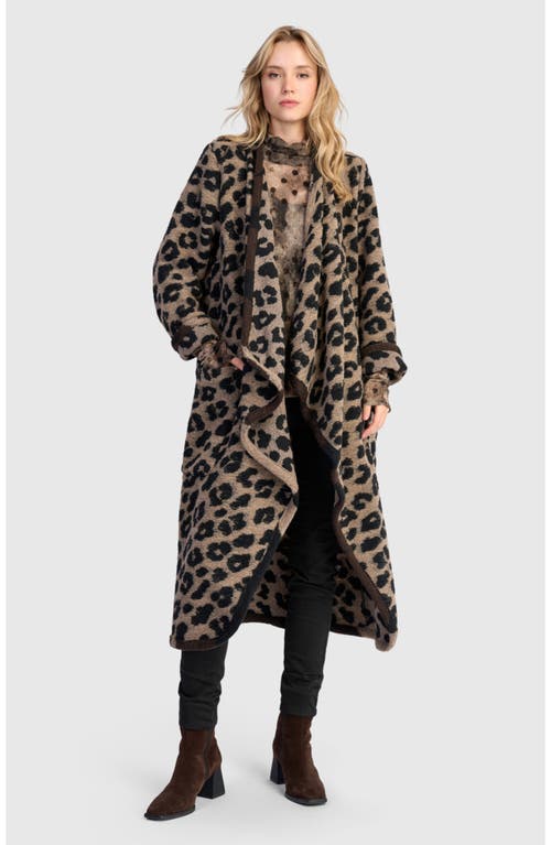 Alembika Sable Cozy Draped Coat In Animal Print