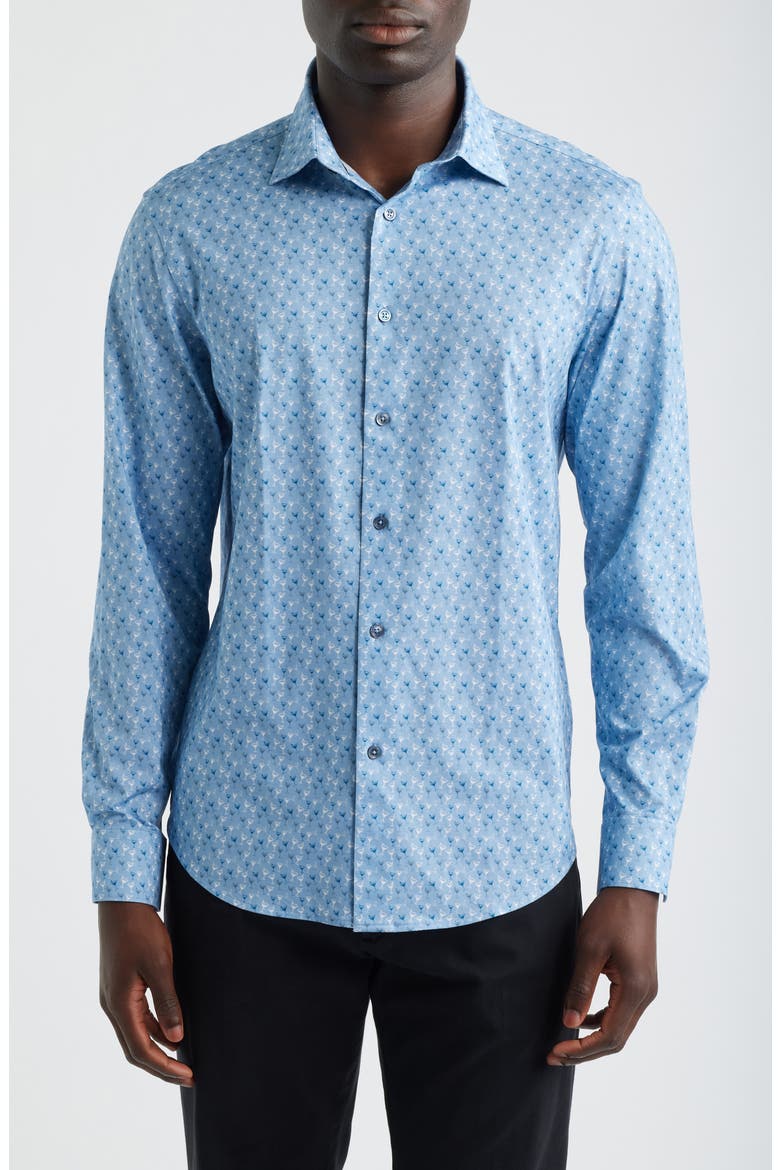 James OoohCotton® Martini Print Button-Up Shirt, Main, color, AIR BLUE