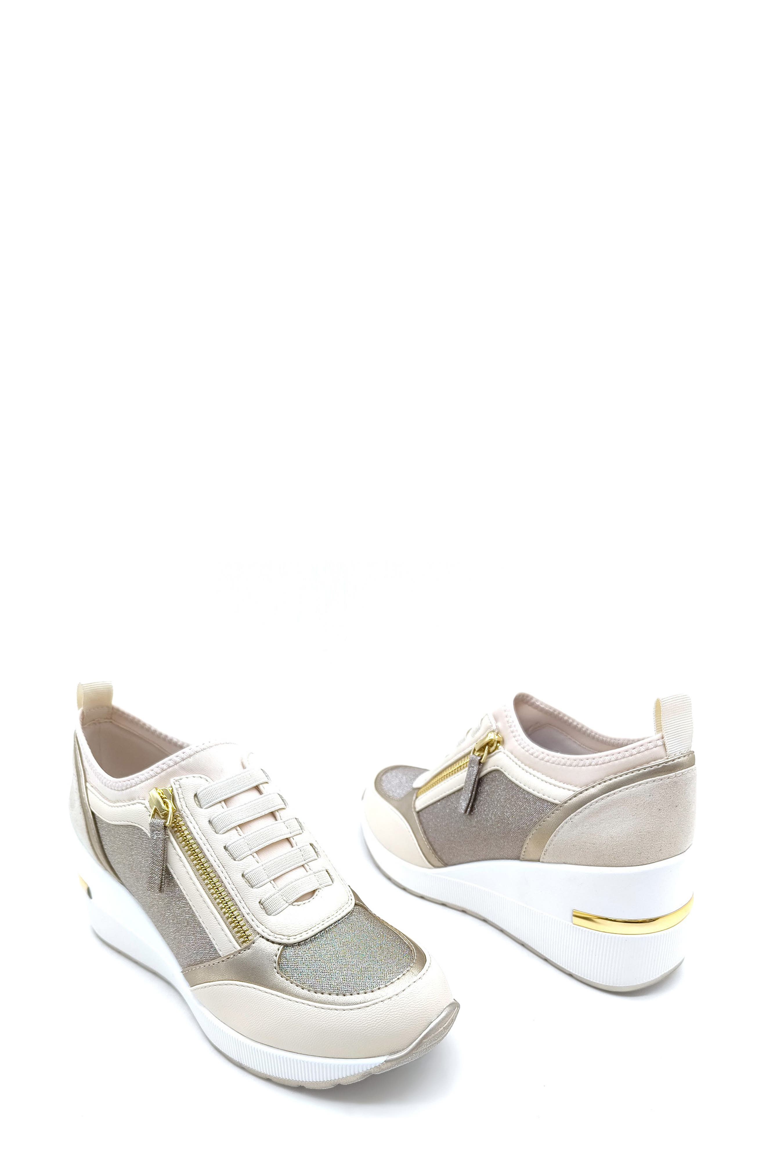 Fiona Platform Wedge Sneaker, Alternate, color, CREAM MESH