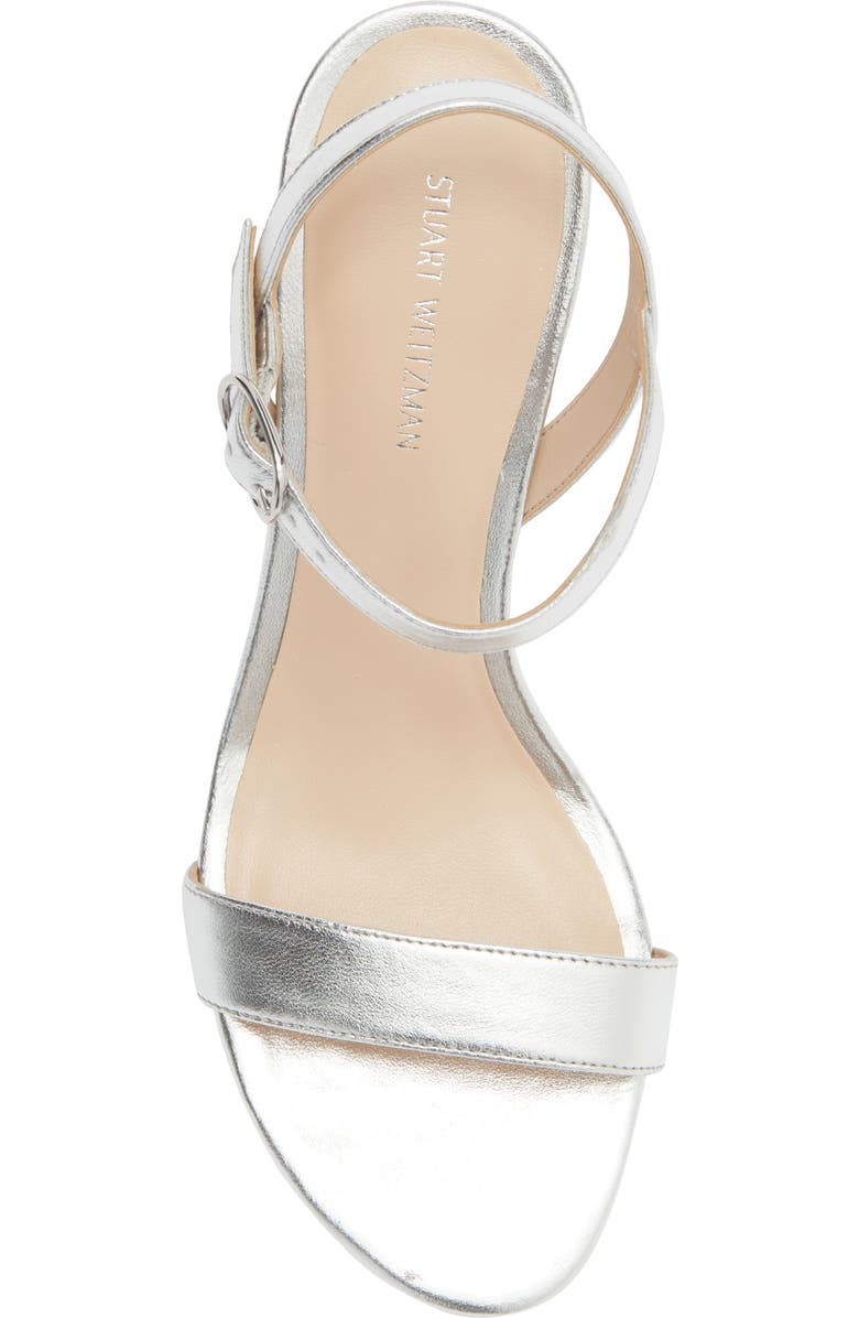 Stuart Weitzman Dancer 75 Block Heel Sandal, Alternate, color, Silver
