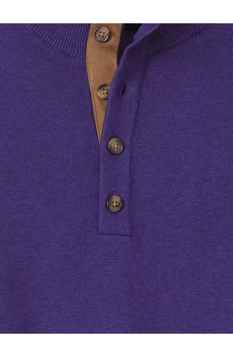 Paul Fredrick Supima Cotton Four Button Mock Neck Sweater, Alternate, color, Plum