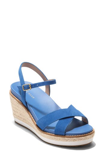 Cole Haan Silvee Espadrille Wedge Sandal In Dutch Blue Suede