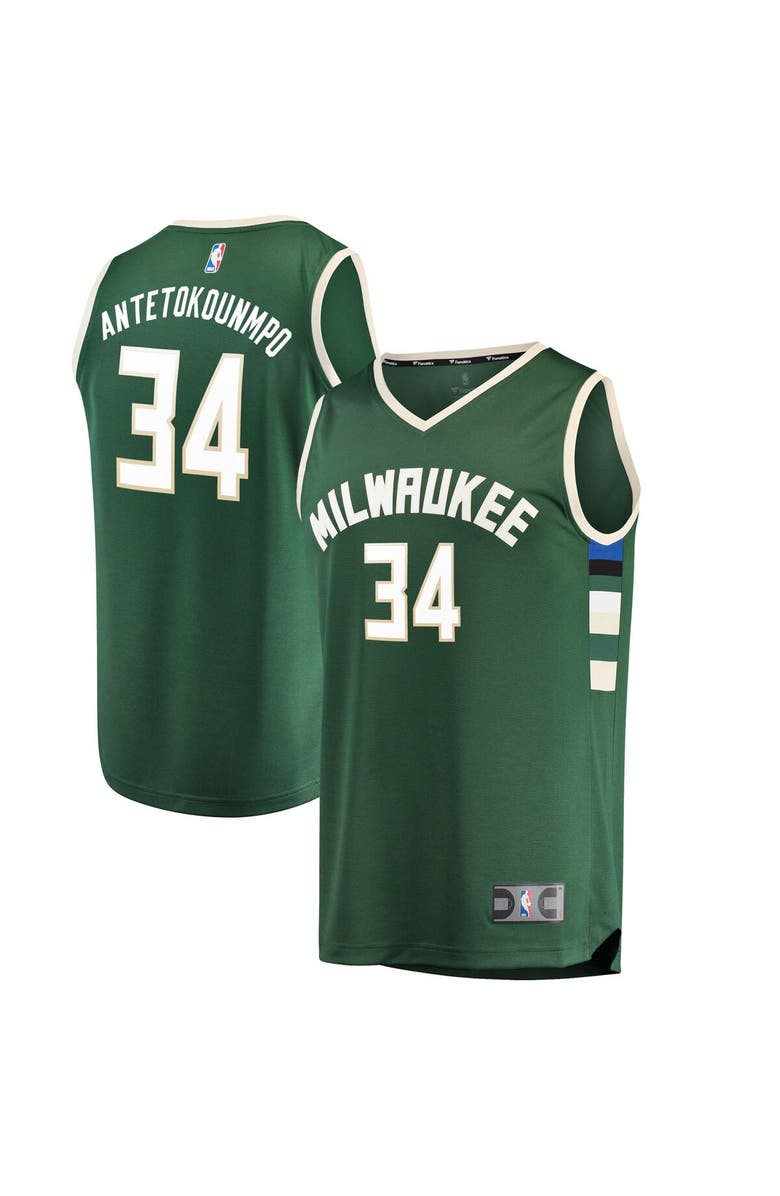 FANATICS Men's Fanatics Branded Antetokounmpo Green Milwaukee Bucks Fast Break Replica Player Jersey - Icon Edition, Main, color, 