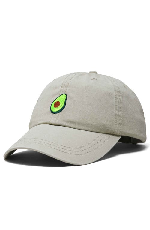 Dalix Avocado Embroidered Food Hat In Washed Stone White