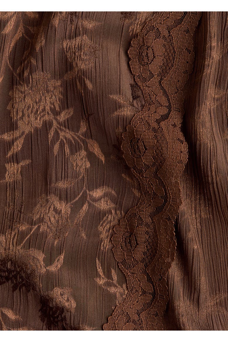 Lace-trimmed Brocade Dress, Alternate, color, Dark brown