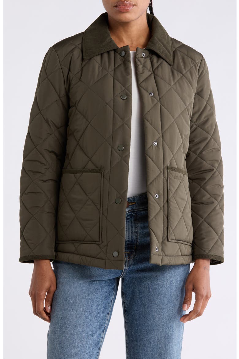 Boxy Diamond Quilted Jacket, Main, color, LODEN